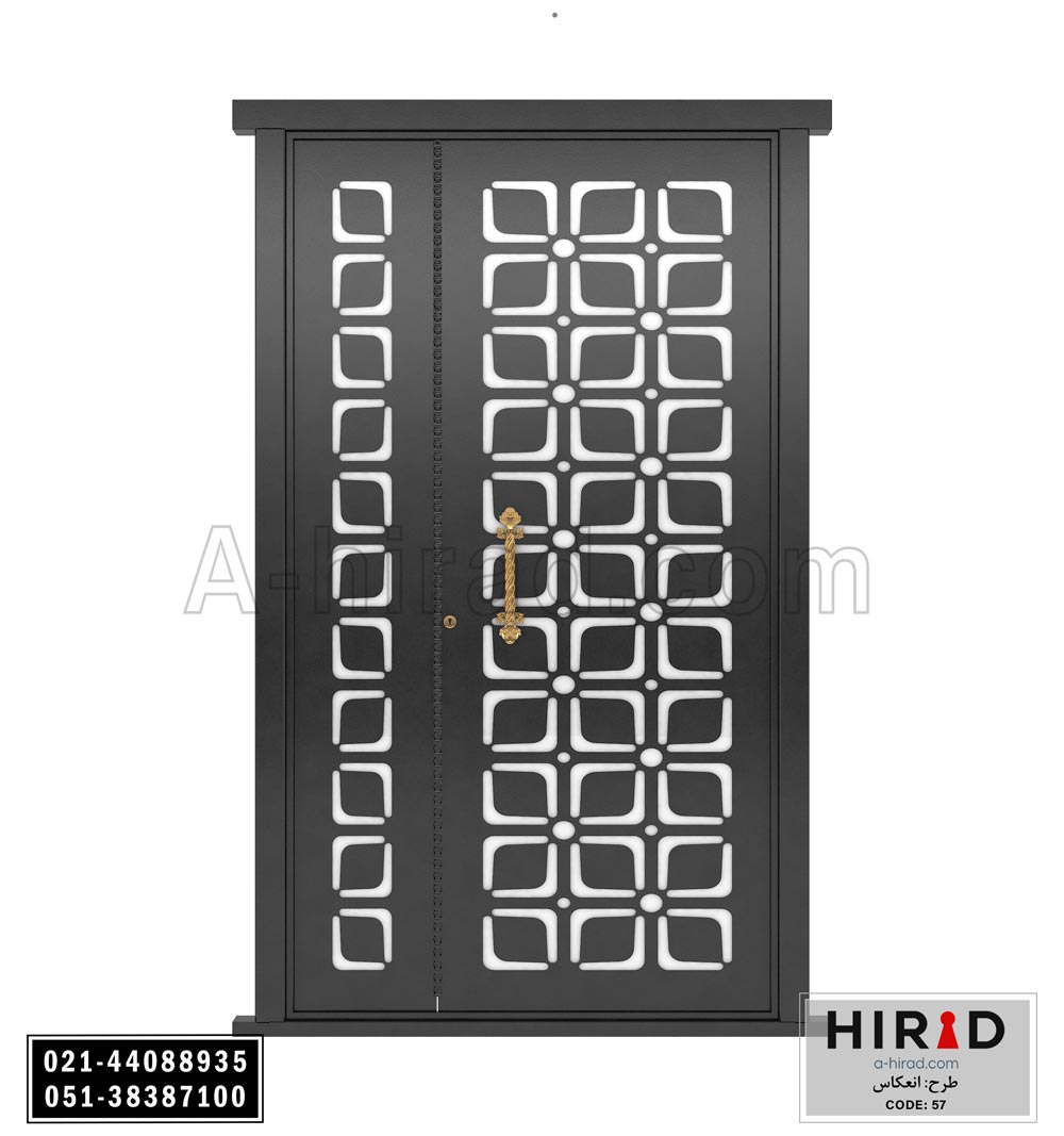 درب فلزی لیزری یک و نیم لنگه هیراد طرح انعکاس کد 1557 عرض 153 ارتفاع 223 